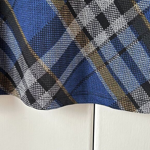 Blue Plaid Scoop Neck 3/4 Sleeve Top by Brochure-Size 1X - Picture 7 of 8